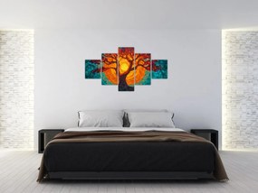 Obraz - Drzewo życia i słońce w mozaice (125x70 cm)