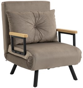 HOMCOM Rozkładany fotel łóżko dla gości z regulowanym oparciem metalowa rama do 120 kg jasnobrązowy | Aosom PL