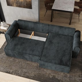 Masseno Narożnik VALTINO z funkcją spania i pojemnikiem na pościel Narozniki L, Rozkładana sofa - Szary, TILIA 85