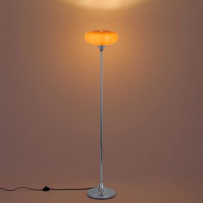 Lampa podłogowa retro chromowana z pomarańczowym szklanym kloszem 150 cm - Glaze