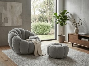 Fotel designerski BLOOM z podnóżkiem, szary