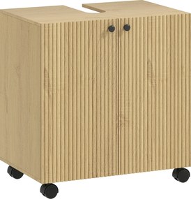 HOMCOM Szafka podumywalkowa do łazienki, 3-stopniowa półka, kółka, drewno