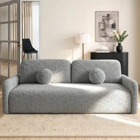 Sofa DUO Rozkładana Dwuosobowa Ciemnoszara Boucle Nowoczesna