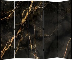 Parawan pokojowy 5-częściowy 225x172 Dwustronny dekoracyjny glamour Czarny Marmur Ze Złotem