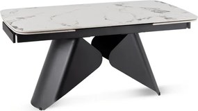 Stół Rozkładany Prostokątny VERONA 160-240 cm Ceramiczny Biały Marmur/Czarny Nowoczesny