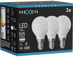 Mexen Nova 3x żarówka LED E14, G45, 5W, Neutralna - 4000K, 525 lm - L101-E14-0540-01x03