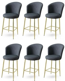 Zestaw krzeseł barowych Fora Anthracite and Gold,6 szt., 6 szt.