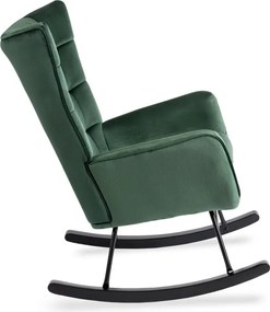 Fotel Bujany na Biegunach Uszak Wypoczynkowy JACKSON Zielony Welurowy do Salonu Nowoczesny