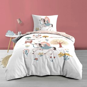Biało-różowa bawełniana pościel dziecięca jednoosobowa 140x200 cm Lilibelle – douceur d'intérieur