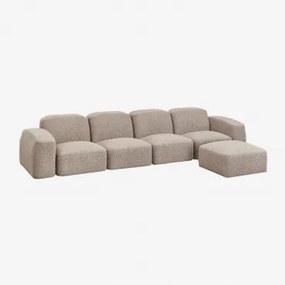 Bastian 4-częściowa Modułowa Sofa I Pufa Bukla Brąz Mokka - Sklum
