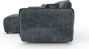 Ciemnoszary narożnik z tkaniny szenilowej (lewostronny/z szezlongiem) Nelia – Ropez