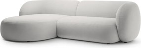 Jasnoszary aksamitny narożnik (lewostronny/z szezlongiem) Kate – Micadoni