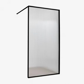 Mampara Prysznicowa Stała Ze Szkła Hartowanego 5 Mm I Aluminium Trafalgar Czarny Matowy & Przezroczyste Szkło Ryflowane & 120 X 195 Cm - Sklum