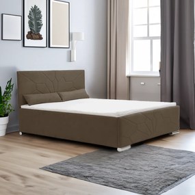 Łóżko tapicerowane z pojemnikiem i materacem SORO 160x200 cm Brązowy