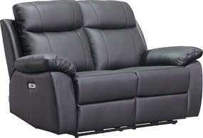 Kanapy 3-osobowa, 2-osobowa z elektryczną funkcją relaks ze skóry w kolorze czarnym VIPINO