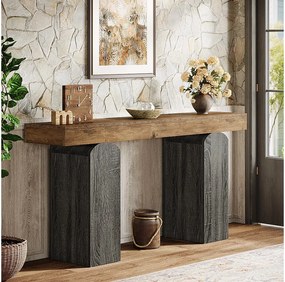 Stół do przedpokoju o długości 160 cm, konsola w stylu rustykalnym z 2 wygiętymi nogami na cokole