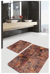 Brązowe aksamitne dywaniki łazienkowe zestaw 2 szt. 60x100 cm – Mila Home