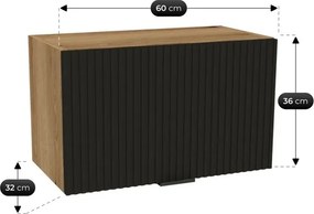 Zestaw Mebli Kuchennych MODERN 200 cm Czarny/Dąb Evoke Ryflowany Loftowy