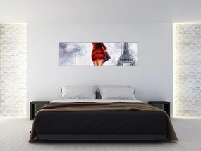Obraz - Kobieta i wieża Eiffla (170x50 cm)