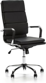 Fotel biurowy z regulacją kąta pochylenia Morgan, czarny, skóra ekologiczna