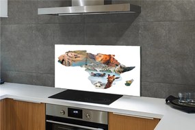 Panel szklany do Kuchni Dzika Fauna: Zebra, Żyrafa i Tygrys