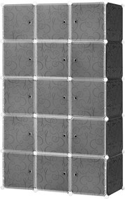 HOMCOM Szafa w Designie Kostek, 2 Duże i 9 Małych Kostek, Plastik, Metal, 111D x 47S x 183W cm, Czarno-Biały
