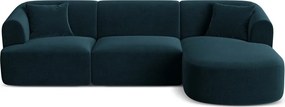 Morski aksamitny narożnik (prawostronny/z szezlongiem) Campi – Cosmopolitan Design