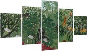 Obraz - Henri Rousseau, Tropical Forest with Monkeys, reprodukcje (125x70 cm)