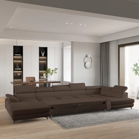 Masseno Narożnik MONTIVA z funkcją spania i pojemnikiem na pościel Narozniki U, Rozkładana sofa - Brązowy, QUELLE 25