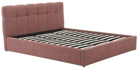 Łóżko ze skrzynią 180 x 200 cm - Tkanina z bukli - Terakota - MAZIRI