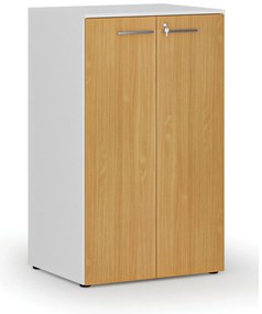Szafa biurowa z drzwiami PRIMO WHITE, 3 półki, 800 x 640 x 1335 mm, biały/buk