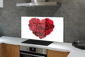 Szklany Panel Serce z Czerwonych Róż
