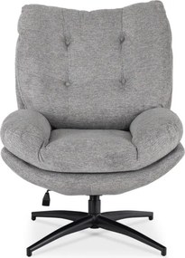 Fotel Wypoczynkowy Obrotowy FREMONT z Podnóżkiem Szary Nowoczesny