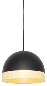 Orientalna lampa wisząca czarna z rattanem 30 cm - Magna RattanKolonialny Oswietlenie wewnetrzne