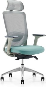 Fotel biurowy - obrotowy i regulowany na wysokość - materiał i siatka - szary i zielony - SOLTAN