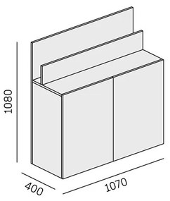 PLAN Dodatkowa szafka do biurka LAYERS, krótka, biała/szara