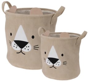 Kosze na zabawki CUTIE z uszkami, sztruksowe, 2 sztuki