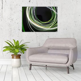 Obraz na szkle-  zielone kreski (70x50 cm)