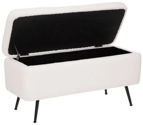 Pufa ze schowkiem, tapicerowana z efektem boucle, 100 x 40 x 48,5 cm