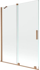 Mexen Velar parawan nawannowy 2-skrzydłowy rozsuwany 130 x 150 cm, transparent, miedź szczotkowana - 896-130-000-01-65