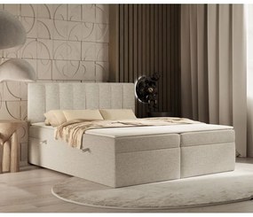 Beżowe łóżko boxspring ze schowkiem 160x200 cm Novento – Maison de Rêve