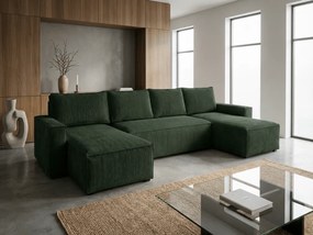 PROMOCJA Ciemnozielony zestaw wypoczynkowy w kształcie U SMART COSARO 295x140 cm II. gatunek