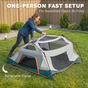 Outsunny Namiot kempingowy dla 4-6 osób stabilny 3000 mm wodoodporności rodzinny namiot z zdejmowanym dachem, ochroną UV30+, zielony | Aosom PL