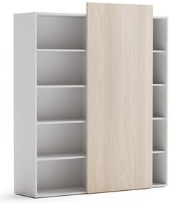 PLAN Regał biurowy wysoki BLOCK, 1600 x 400 x 1748, dąb naturalny