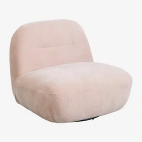Fotel Obrotowy Z Tkaniny Chenille Sernin Kwarc Różowy Chenille - Sklum