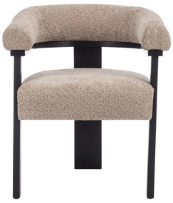 Krzesło z podłokietnikami z bukli i drewna kauczukowego - Brązowoszary i czarny - LIVELIA