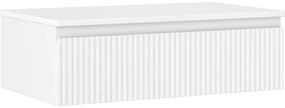 Mexen Rivel szafka łazienkowa podumywalkowa 80 cm z blatem, 1 szuflada, ryflowana , biała mat - 91A20-08023-1-BFC01