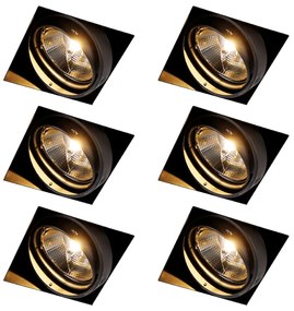 Zestaw 6 reflektorów wpuszczanych czarnych GU10 AR111 Trimless - Oneon