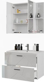 Zestaw mebli łazienkowych biały/biały wysoki połysk 80x44.6x57 irma