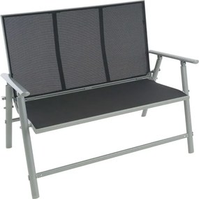 Ławka ogrodowa aluminiowa, 2-osobowa, 119 cm, szara
